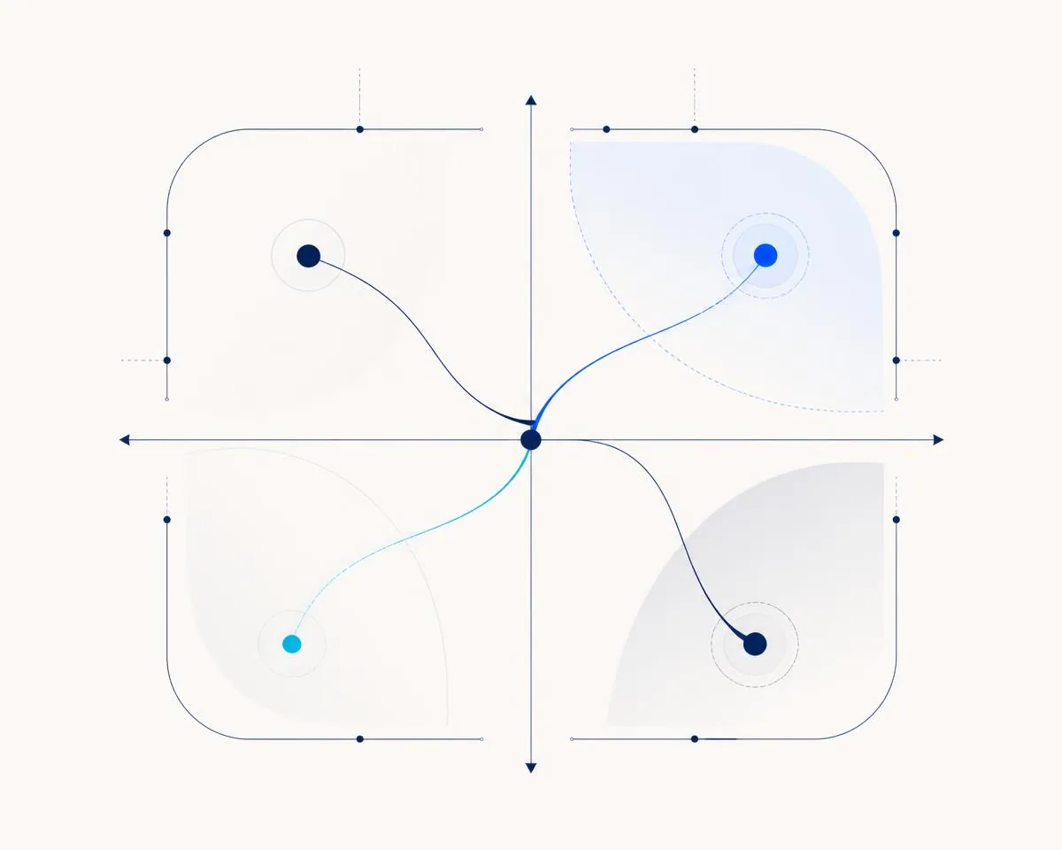 Abstract market positioning matrix diagram